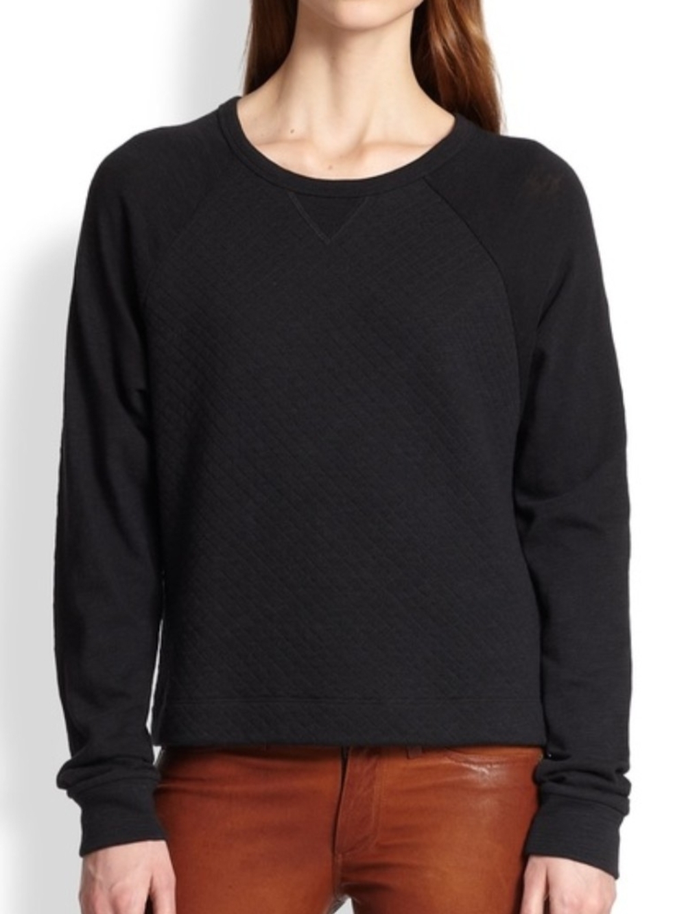 rag & bone / Jean Black Quilted Crewneck Sweater